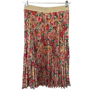 Jolie Jolie Petite Mendigote Floral Pleated Midi Skirt Womens 40 Romantic Boho